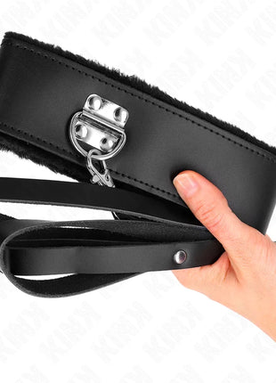 KINK - HALSKETTE MIT GÜRTEL 116 CM MIT SCHWARZEM LEDERBAND VERSTELLBAR 40-48 CM X 6 CM
