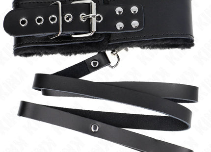 KINK - HALSKETTE MIT GÜRTEL 116 CM MIT SCHWARZEM LEDERBAND VERSTELLBAR 40-48 CM X 6 CM