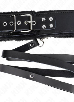 KINK - HALSKETTE MIT GÜRTEL 116 CM MIT SCHWARZEM LEDERBAND VERSTELLBAR 40-48 CM X 6 CM