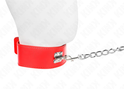KINK - HALSKETTE MIT GÜRTEL 65 CM MIT BREITEM ROTEN BAND VERSTELLBAR 33,5-41 CM X 5 CM