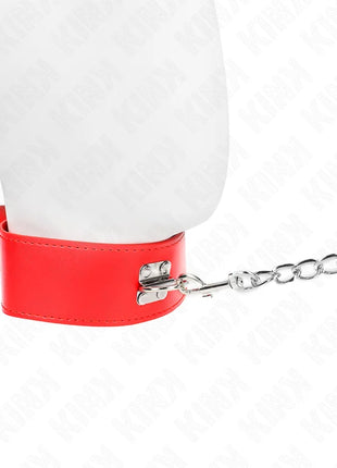 KINK - HALSKETTE MIT GÜRTEL 65 CM MIT BREITEM ROTEN BAND VERSTELLBAR 33,5-41 CM X 5 CM