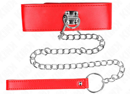 KINK - HALSKETTE MIT GÜRTEL 65 CM MIT BREITEM ROTEN BAND VERSTELLBAR 33,5-41 CM X 5 CM