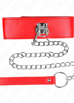 KINK - HALSKETTE MIT GÜRTEL 65 CM MIT BREITEM ROTEN BAND VERSTELLBAR 33,5-41 CM X 5 CM