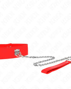 KINK - HALSKETTE MIT GÜRTEL 65 CM MIT BREITEM ROTEN BAND VERSTELLBAR 33,5-41 CM X 5 CM