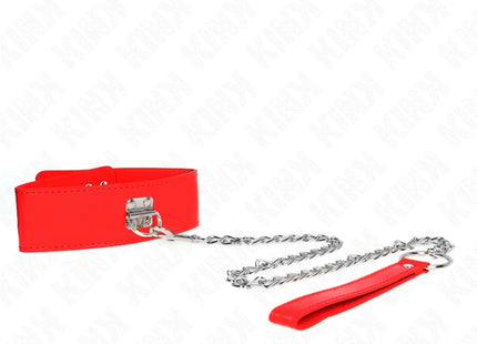 KINK - HALSKETTE MIT GÜRTEL 65 CM MIT BREITEM ROTEN BAND VERSTELLBAR 33,5-41 CM X 5 CM