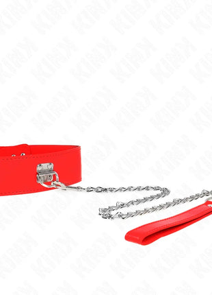 KINK - HALSKETTE MIT GÜRTEL 65 CM MIT BREITEM ROTEN BAND VERSTELLBAR 33,5-41 CM X 5 CM