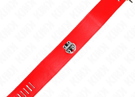 KINK - HALSKETTE MIT GÜRTEL 65 CM MIT BREITEM ROTEN BAND VERSTELLBAR 33,5-41 CM X 5 CM