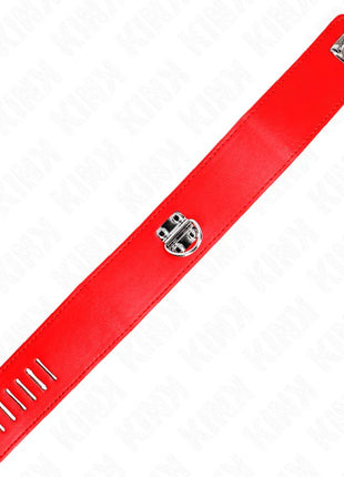 KINK - HALSKETTE MIT GÜRTEL 65 CM MIT BREITEM ROTEN BAND VERSTELLBAR 33,5-41 CM X 5 CM
