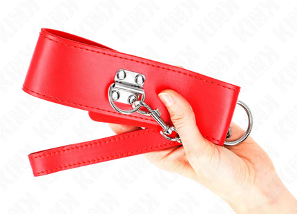 KINK - HALSKETTE MIT GÜRTEL 65 CM MIT BREITEM ROTEN BAND VERSTELLBAR 33,5-41 CM X 5 CM