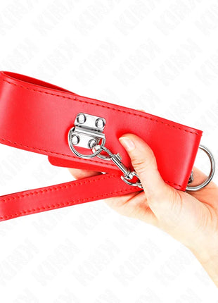 KINK - HALSKETTE MIT GÜRTEL 65 CM MIT BREITEM ROTEN BAND VERSTELLBAR 33,5-41 CM X 5 CM