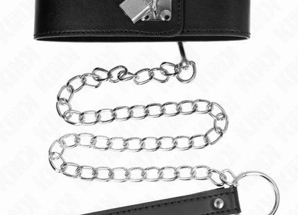 KINK - HALSKETTE MIT GÜRTEL 65 CM MIT BREITEM SCHWARZEN RIEMEN VERSTELLBAR 33,5-41 CM X 5 CM