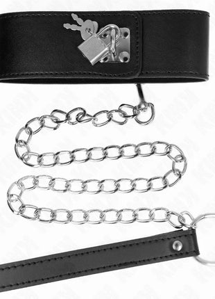 KINK - HALSKETTE MIT GÜRTEL 65 CM MIT BREITEM SCHWARZEN RIEMEN VERSTELLBAR 33,5-41 CM X 5 CM