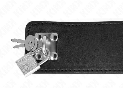 KINK - HALSKETTE MIT GÜRTEL 65 CM MIT BREITEM SCHWARZEN RIEMEN VERSTELLBAR 33,5-41 CM X 5 CM