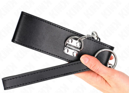 KINK - HALSKETTE MIT GÜRTEL 65 CM MIT BREITEM SCHWARZEN RIEMEN VERSTELLBAR 33,5-41 CM X 5 CM
