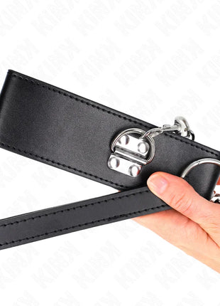 KINK - HALSKETTE MIT GÜRTEL 65 CM MIT BREITEM SCHWARZEN RIEMEN VERSTELLBAR 33,5-41 CM X 5 CM