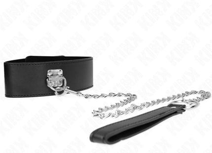 KINK - HALSKETTE MIT GÜRTEL 65 CM MIT BREITEM SCHWARZEN RIEMEN VERSTELLBAR 33,5-41 CM X 5 CM