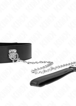 KINK - HALSKETTE MIT GÜRTEL 65 CM MIT BREITEM SCHWARZEN RIEMEN VERSTELLBAR 33,5-41 CM X 5 CM
