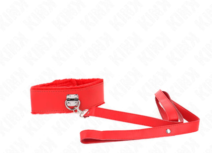 KINK - HALSKETTE MIT LEINE 116 CM MIT SILBERNEN NIETEN MODELL 4 ROT VERSTELLBAR 40-48 CM X 6 CM