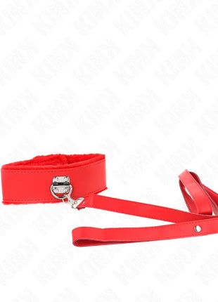 KINK - HALSKETTE MIT LEINE 116 CM MIT SILBERNEN NIETEN MODELL 4 ROT VERSTELLBAR 40-48 CM X 6 CM