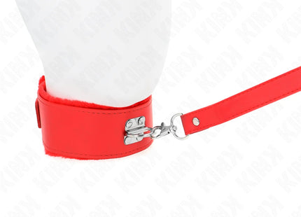 KINK - HALSKETTE MIT LEINE 116 CM MIT SILBERNEN NIETEN MODELL 4 ROT VERSTELLBAR 40-48 CM X 6 CM