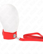 KINK - HALSKETTE MIT LEINE 116 CM MIT SILBERNEN NIETEN MODELL 4 ROT VERSTELLBAR 40-48 CM X 6 CM