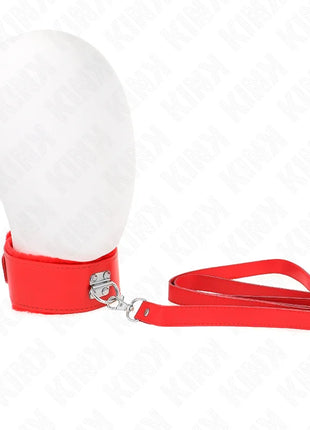 KINK - HALSKETTE MIT LEINE 116 CM MIT SILBERNEN NIETEN MODELL 4 ROT VERSTELLBAR 40-48 CM X 6 CM