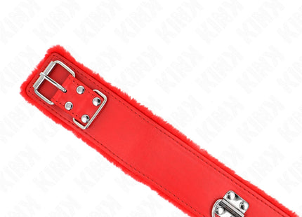 KINK - HALSKETTE MIT LEINE 116 CM MIT SILBERNEN NIETEN MODELL 4 ROT VERSTELLBAR 40-48 CM X 6 CM