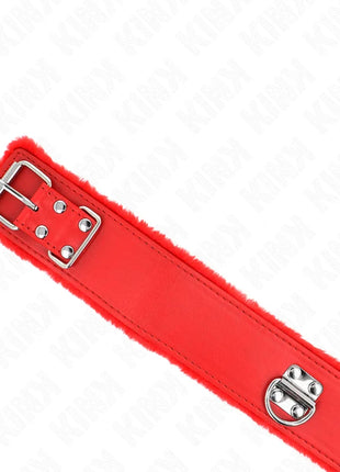 KINK - HALSKETTE MIT LEINE 116 CM MIT SILBERNEN NIETEN MODELL 4 ROT VERSTELLBAR 40-48 CM X 6 CM