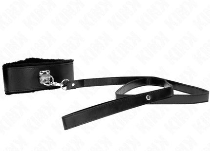 KINK - HALSKETTE MIT LEINE 116 CM MIT SILBERNEN NIETEN MODELL 4 SCHWARZ VERSTELLBAR 40-48 CM X 6 CM