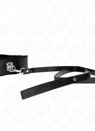KINK - HALSKETTE MIT LEINE 116 CM MIT SILBERNEN NIETEN MODELL 4 SCHWARZ VERSTELLBAR 40-48 CM X 6 CM