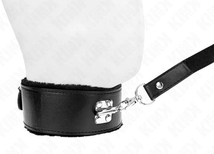 KINK - HALSKETTE MIT LEINE 116 CM MIT SILBERNEN NIETEN MODELL 4 SCHWARZ VERSTELLBAR 40-48 CM X 6 CM