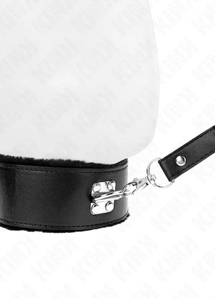 KINK - HALSKETTE MIT LEINE 116 CM MIT SILBERNEN NIETEN MODELL 4 SCHWARZ VERSTELLBAR 40-48 CM X 6 CM