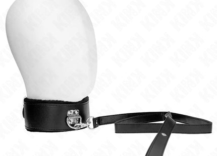 KINK - HALSKETTE MIT LEINE 116 CM MIT SILBERNEN NIETEN MODELL 4 SCHWARZ VERSTELLBAR 40-48 CM X 6 CM