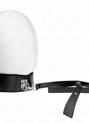 KINK - HALSKETTE MIT LEINE 116 CM MIT SILBERNEN NIETEN MODELL 4 SCHWARZ VERSTELLBAR 40-48 CM X 6 CM