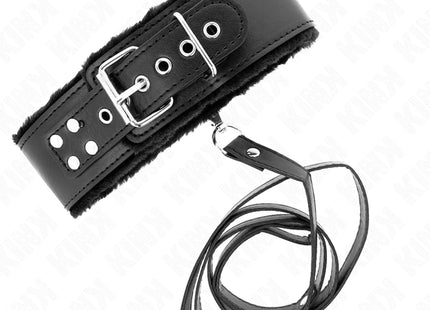 KINK - HALSKETTE MIT LEINE 116 CM MIT SILBERNEN NIETEN MODELL 4 SCHWARZ VERSTELLBAR 40-48 CM X 6 CM
