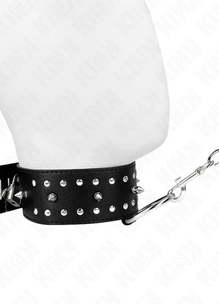 KINK - HALSKETTE MIT LEINE 65 CM MIT SILBERNEN NIETEN MODELL 1 VERSTELLBAR 36-43 CM X 5 CM