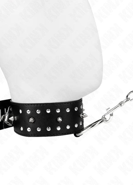 KINK - HALSKETTE MIT LEINE 65 CM MIT SILBERNEN NIETEN MODELL 1 VERSTELLBAR 36-43 CM X 5 CM