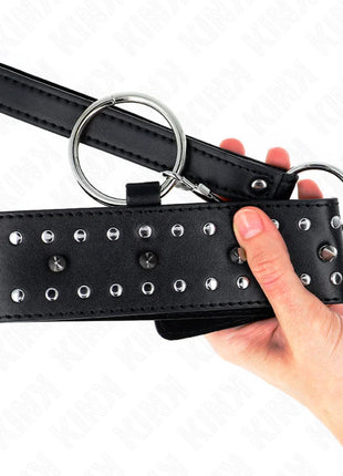 KINK - HALSKETTE MIT LEINE 65 CM MIT SILBERNEN NIETEN MODELL 1 VERSTELLBAR 36-43 CM X 5 CM