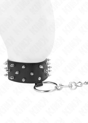 KINK - HALSKETTE MIT LEINE 65 CM MIT SILBERNEN NIETEN MODELL 5 VERSTELLBAR 36-43 CM X 5 CM