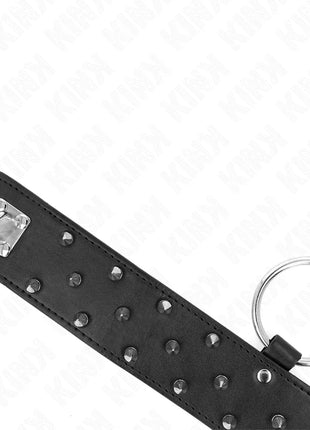 KINK - HALSKETTE MIT LEINE 65 CM MIT SILBERNEN NIETEN MODELL 5 VERSTELLBAR 36-43 CM X 5 CM