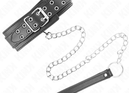 KINK - HALSKETTE MIT RIEMEN 65 CM SILBER SCHNALLEN VERSTELLBAR 33-46 CM X 5,5 CM