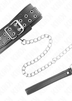 KINK - HALSKETTE MIT RIEMEN 65 CM SILBER SCHNALLEN VERSTELLBAR 33-46 CM X 5,5 CM