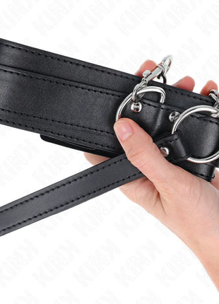 KINK - HALSKETTE MIT RIEMEN 65 CM SILBER SCHNALLEN VERSTELLBAR 33-46 CM X 5,5 CM