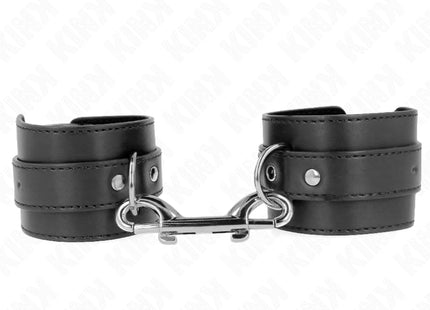 KINK - HANDGELENKFESSELN - EINZELNE NIETENREIHE UND GROSSE SCHNALLE SCHWARZ VERSTELLBAR 17-28 CM X 5 CM