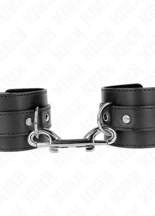 KINK - HANDGELENKFESSELN - EINZELNE NIETENREIHE UND GROSSE SCHNALLE SCHWARZ VERSTELLBAR 17-28 CM X 5 CM