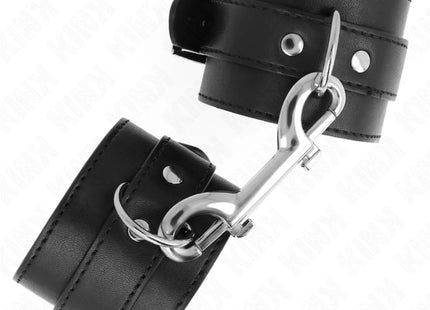 KINK - HANDGELENKFESSELN - EINZELNE NIETENREIHE UND GROSSE SCHNALLE SCHWARZ VERSTELLBAR 17-28 CM X 5 CM