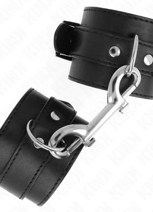 KINK - HANDGELENKFESSELN - EINZELNE NIETENREIHE UND GROSSE SCHNALLE SCHWARZ VERSTELLBAR 17-28 CM X 5 CM