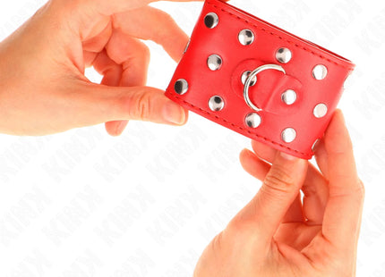 KINK - HANDGELENKFESSELN MIT DRUCKVERSCHLUSS VOLLER NIETEN ROT VERSTELLBAR 19-24 CM X 5,5 CM