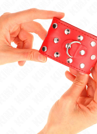 KINK - HANDGELENKFESSELN MIT DRUCKVERSCHLUSS VOLLER NIETEN ROT VERSTELLBAR 19-24 CM X 5,5 CM