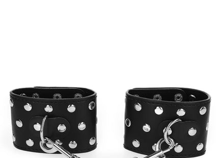 KINK - HANDGELENKFESSELN MIT DRUCKVERSCHLUSS VOLLER NIETEN SCHWARZ VERSTELLBAR 19-24 CM X 5,5 CM